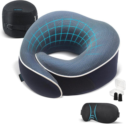 Proglobe Travel Neck Pillow for Airplanes, Long Haul Flight Kit, Grey
