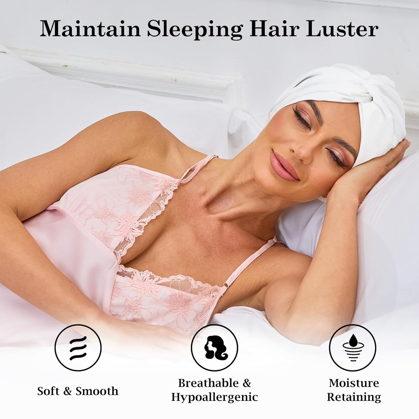 Adjustable Silk Satin Bonnet for Sleeping Hair Wrap, Double Layer Sleep Cap, Night Turban for Large Long Curly Braid Women Men Hair - Matcha Green