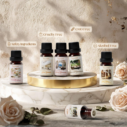 SALKING Floral Essential Oils Set, Premium Pure and Natural Essential Oils, Fragrance Oil Scented Oils for Oil Diffusers 6 x 10 ML - Lavender, Rose, Jasmine, Cherry Blossom, Gardenia, Chamomile