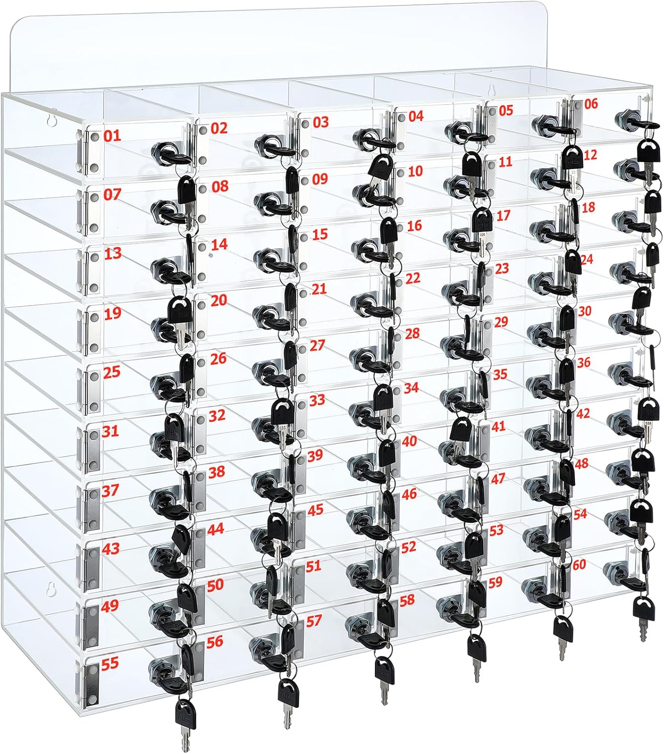 Threan 12 Slot Cell Phone Storage Box, Acrylic Clear Cell Phone Storage Cabinet Wall Mounted with Door, Locks and Keys for Office School Factory