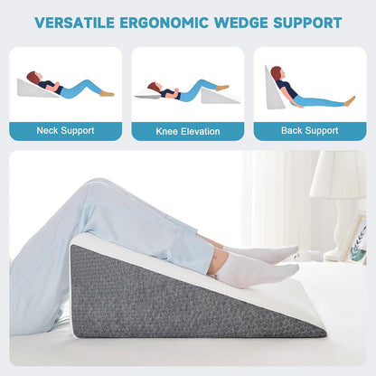 Yojoker 6pcs Orthopedic Bed Wedge Pillow Set for Sleeping, Post Surgery Foam for Body, Back and Leg Pain Relief Comfortable & Adjustable Support Pillows-Anti Snoring, Heartburn