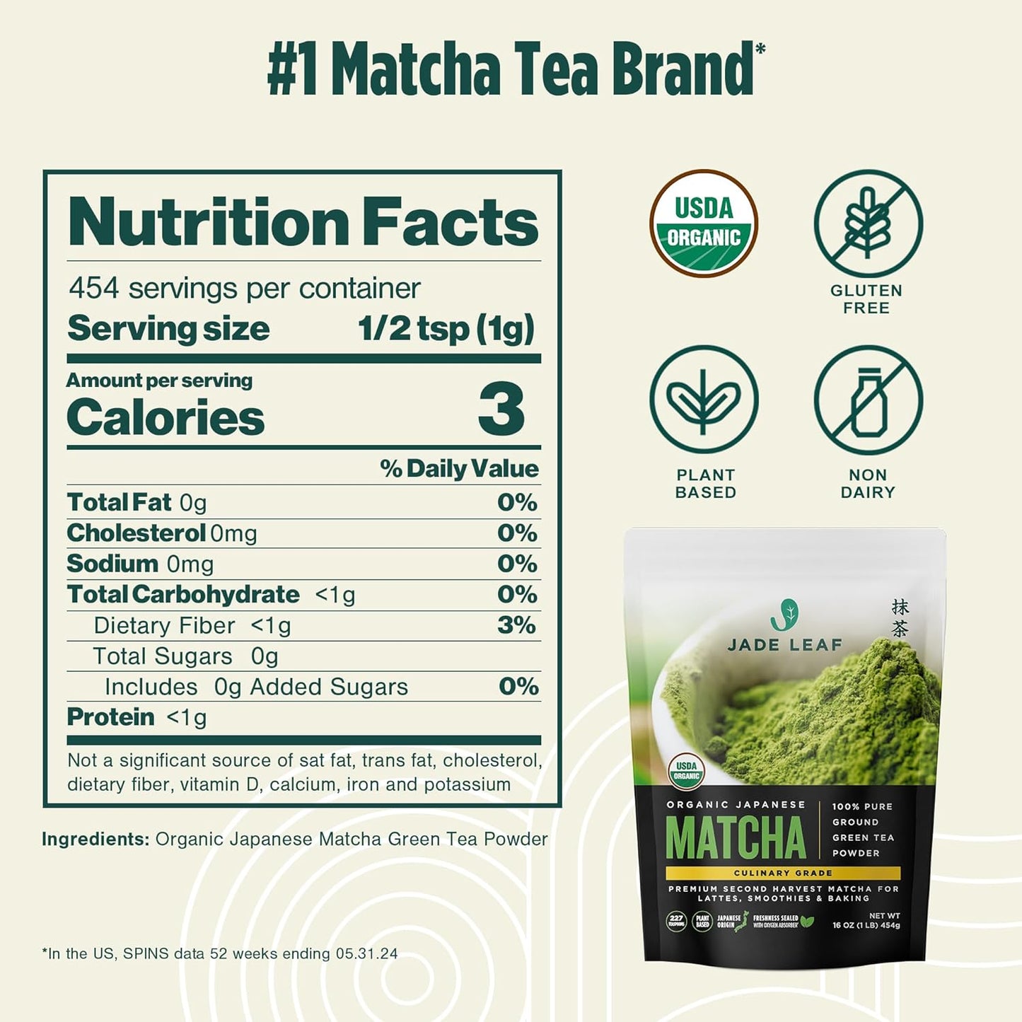 Jade Leaf Matcha Powder, Organic Culinary Grade, 30g / 1.06oz