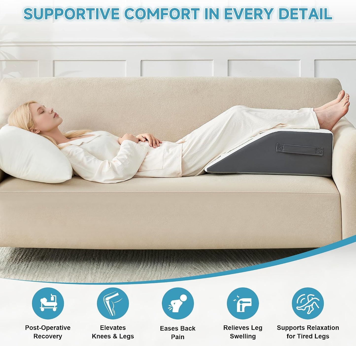 Yojoker 4PCS Orthopedic Bed Wedge Pillow Set for Sleeping, Post Surgery Foam Pillow for Body, Back and Leg Pain Relief, Triangle Adjustable Support Pillow - Acid Reflux, Anti Snoring & GERD Sleeping
