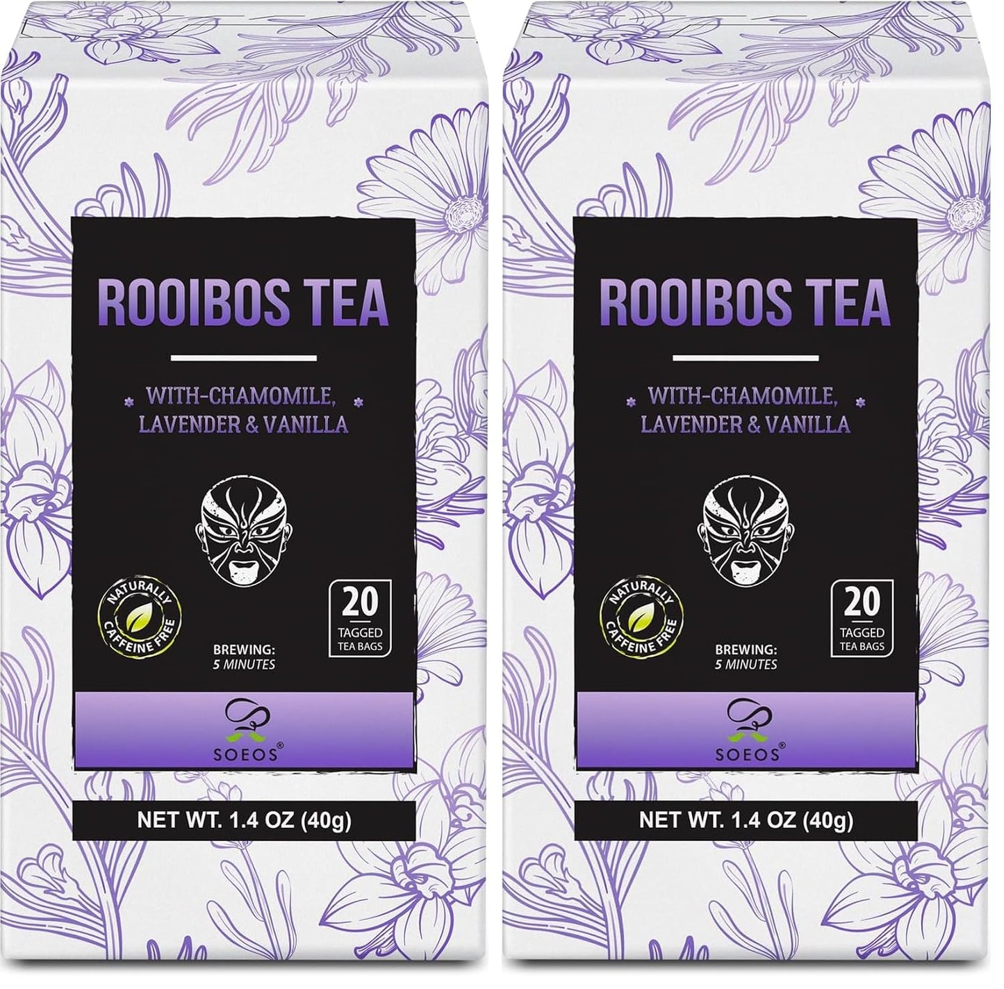 Soeos Organic Rooibos Tea, 100 Count (Pack of 1), Naturally Sweet Herbal Tea, Caffeine Free, USDA Organic, Red Rooibos Tea Bags, Farmed in South Africa 9oz (250g)