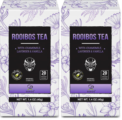 Soeos Organic Rooibos Tea, 100 Count (Pack of 1), Naturally Sweet Herbal Tea, Caffeine Free, USDA Organic, Red Rooibos Tea Bags, Farmed in South Africa 9oz (250g)