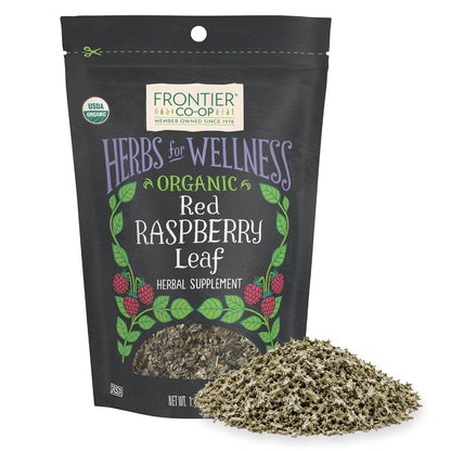 Frontier Co-op Organic Cut and Sifted Red Raspberry Leaf 1.48oz - For Red Raspberry Leaf Tea, Cafe, Restaurant Supply and More - Naturally Caffeine Free