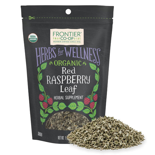 Frontier Co-op Organic Cut and Sifted Red Raspberry Leaf 1.48oz - For Red Raspberry Leaf Tea, Cafe, Restaurant Supply and More - Naturally Caffeine Free