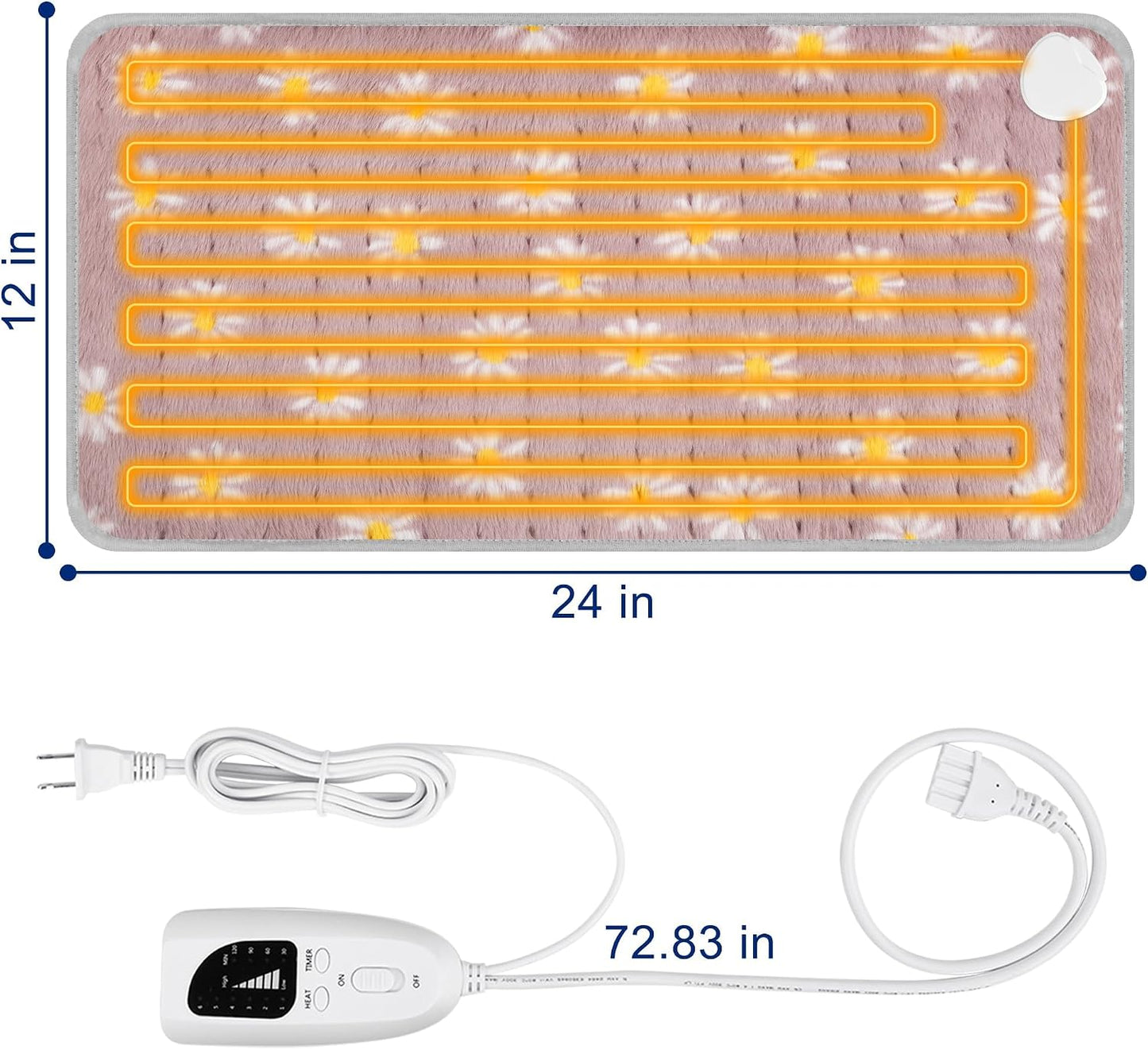 Electric Heating pad with 6 Heat Settings, Auto Shut Off, Dry Electric Heating for Back Neck Knee Arms Legs Shoulder Heat Pads for Christmas Birthday Father Mother's Day (24"X12", Gray Green)