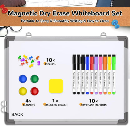 Weekly Calendar Whiteboard for Wall, 16x12 Inches Dry Erase Board, Small Magnetic White Board, Double-Sided Hanging Board for Office School Home Kitchen, Portable Board for Drawing Planning To Do List