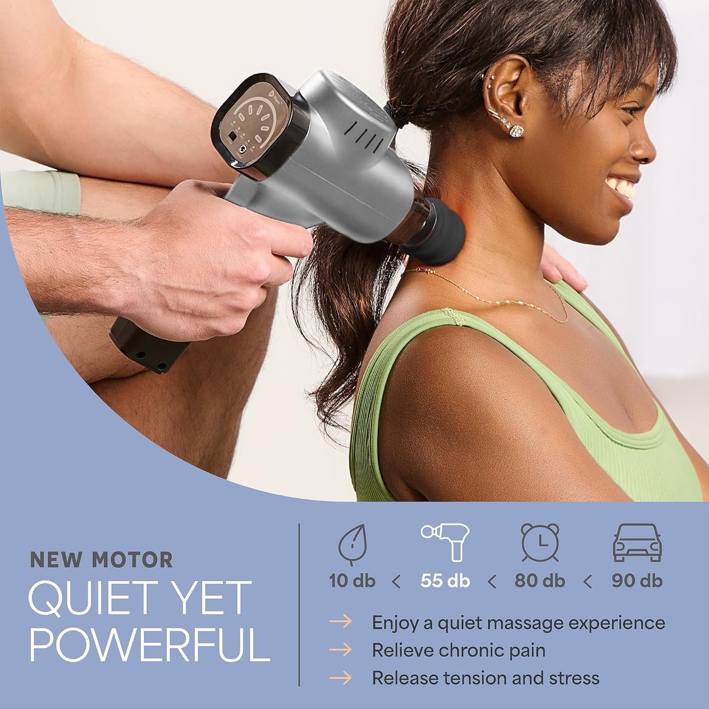 Lifepro Massage Gun - Percussion Muscle Massager for Athletes with 8 Massage Heads and 5 Speed Settings - Deep Tissue Back and Muscle Massage Gun for Recovery