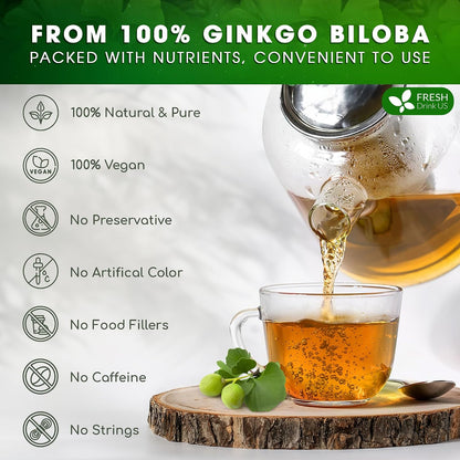 FreshDrinkUS, Premium Ginkgo Biloba Leaf Tea, 75 Count, Pure, No Caffeine
