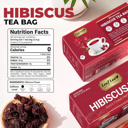 LeafLea Hibiscus Tea Bags, 100% Natural Flower, 160 Count