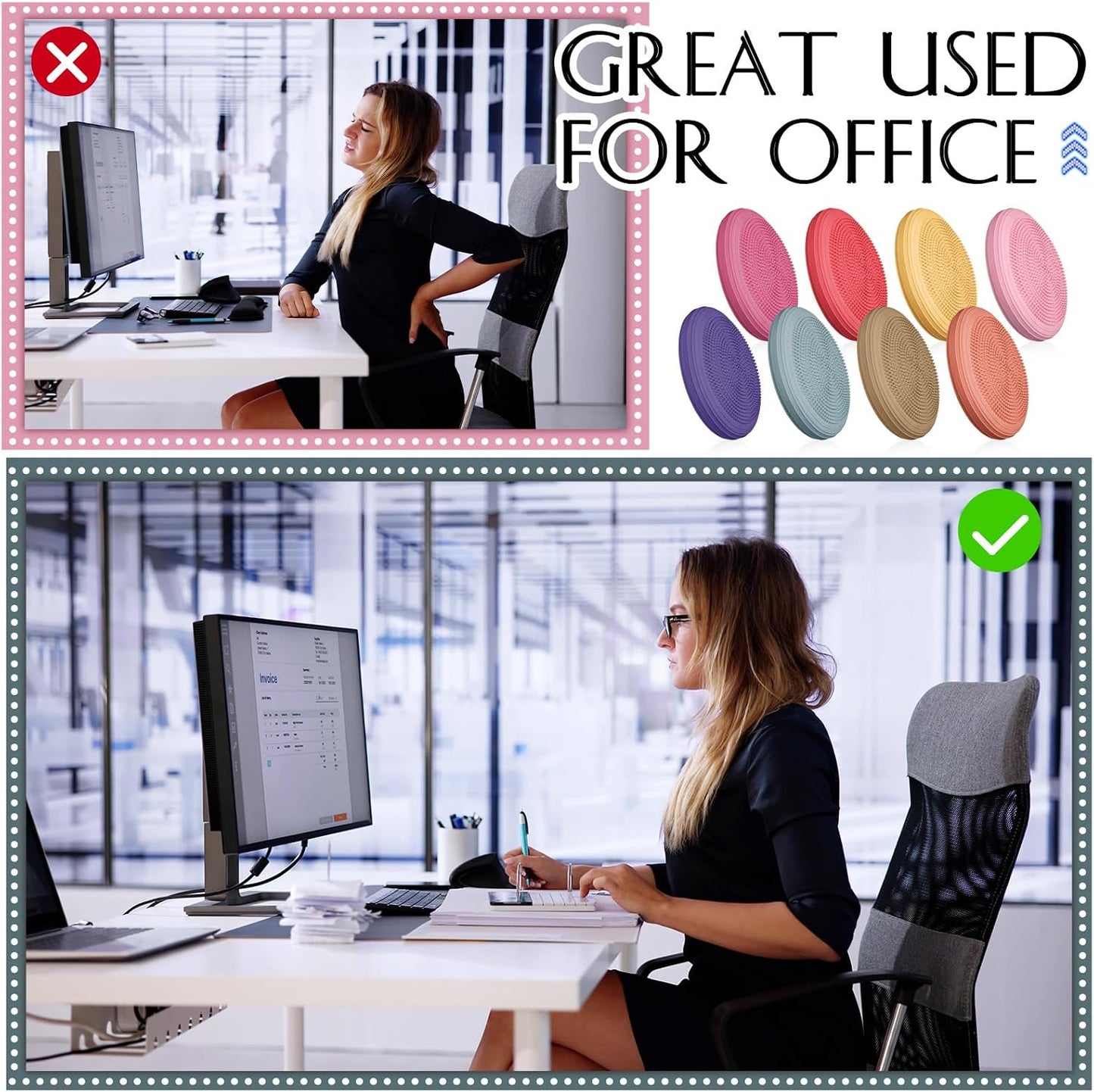 Libima 8 Pcs Wiggle Seat Inflated Wobble Cushion Sensory Seat Flexible Balance Board Balance Disc for Kids Men Women Physical Exercise Improving Posture Home Office Classroom