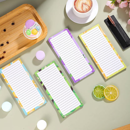 Thboxes 4 Pack Magnetic Note Pad for Fridge with Pen Holder, Totally 200 Sheets Grocery List Magnet Pad for Refrigerator Magnetic Shopping List Pad（Fruit Design）