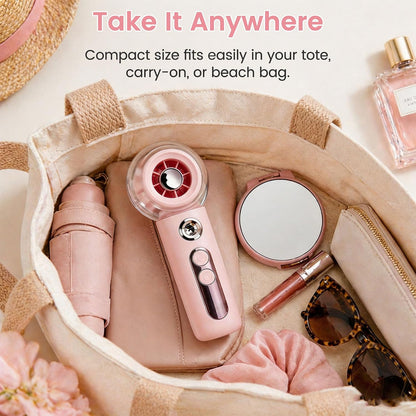 Handheld Portable Fan with Misting,High-Speed Brushless Motor,Ultra Long Lasting Rechargeable Battery,Personal Fans Portable Rechargeable,Suitable for Travel,Camping, Beach and Office Desk,Gift (PINK)