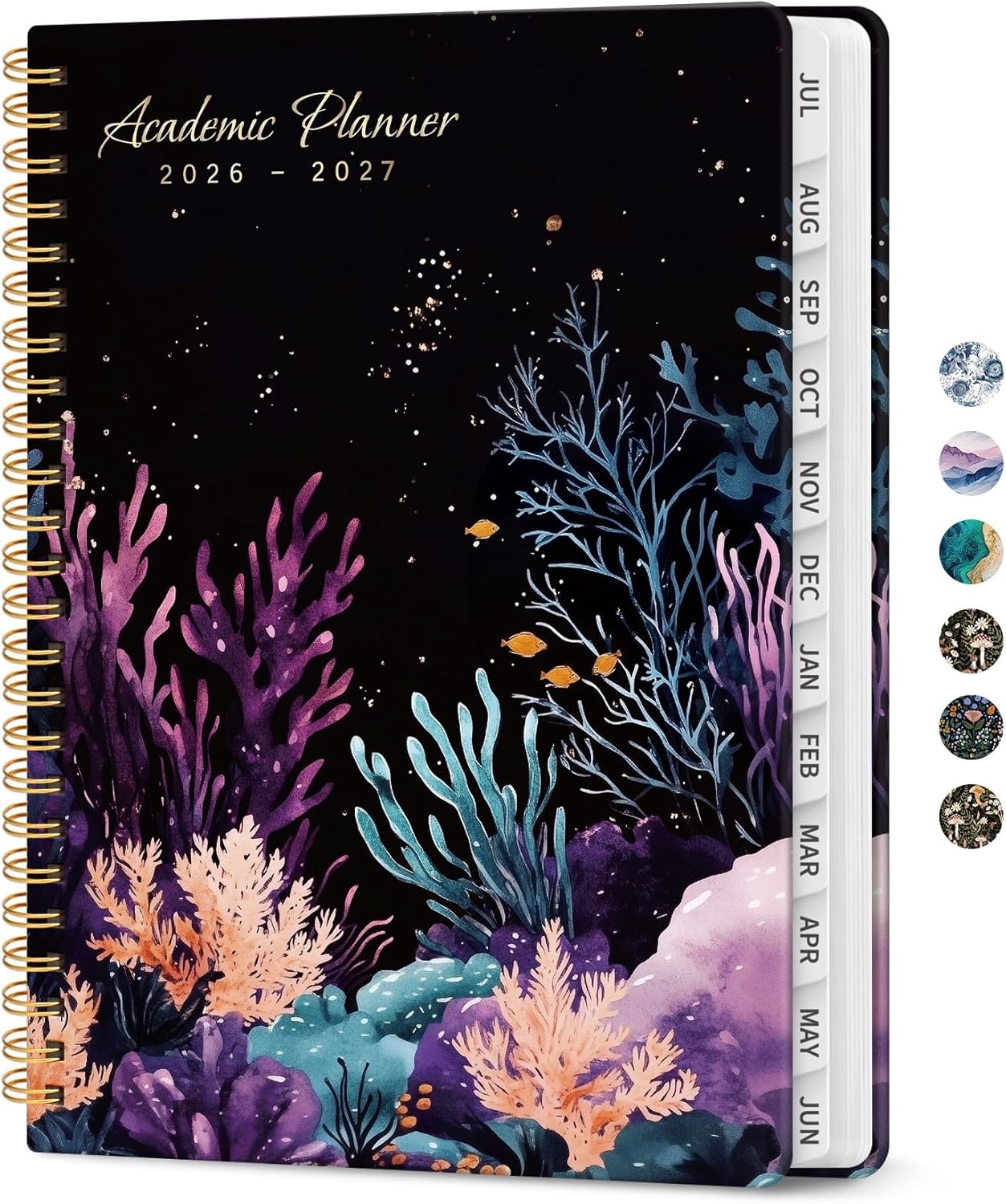 Planner 2026-2027, Academic Monthly and Weekly Calendar Planner for Women, July 2026 - June 2027, Hardcover Pretty Agenda Planner Book with Tabs, Spiral Daily Organizer for School Office Home Supplies, 6.3" x 8.5" - Blue Floral