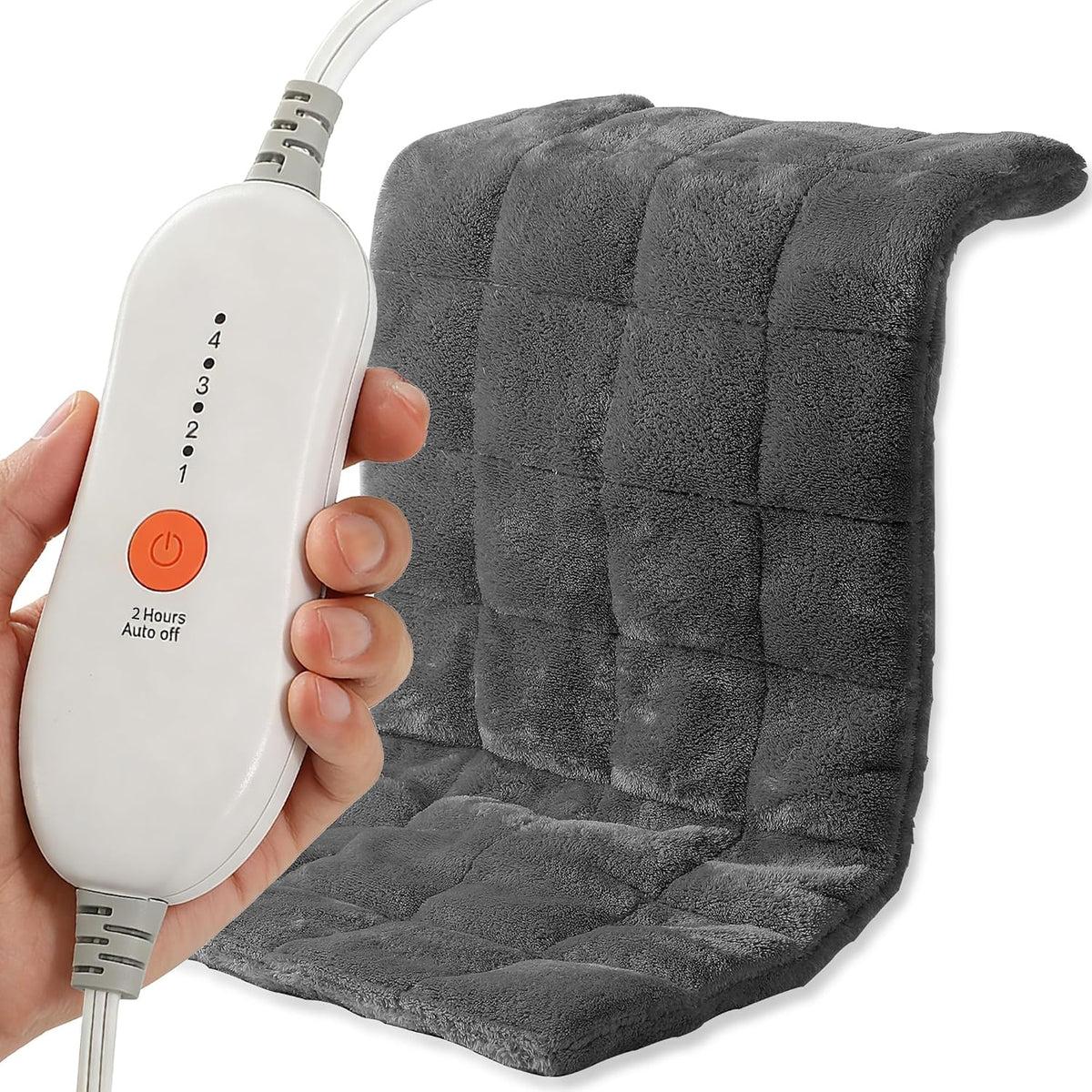 Electric Heating Pad HSA Eligible, Heated Pad for Back Neck Shoulder Pain Relif, Heating Pad for Period Cramps with 2H Auto Shut Off and 4 Heating Levels, 12"x24" Dark Grey
