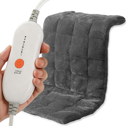 Electric Heating Pad HSA Eligible, Heated Pad for Back Neck Shoulder Pain Relif, Heating Pad for Period Cramps with 2H Auto Shut Off and 4 Heating Levels, 12"x24" Dark Grey