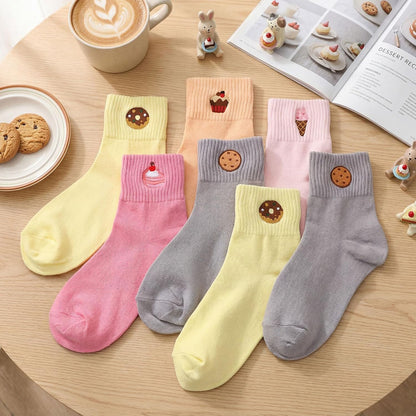 Eurzom 10 Pairs Socks Womens Crew Elastic Ankle Length Cotton Socks Aesthetic Cute Lightweight Low Cut Gifts for Women - Colors B