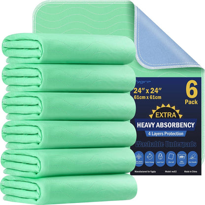 2 Pack 36” x 54” Extra Heavy Absorbency Washable Underpads, Waterproof Nursing Pads Incontinence Bed Pads, Reusable Washable Pee Pads for Dogs, Diaper Changing & Adults, Mattress Protector