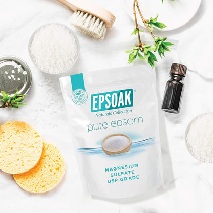 Epsoak Epsom Salt 38 lb. Magnesium Sulfate USP. (Qty. 2 x 19 lb. Bags) Resealable Epsom Salt Bag Unscented, Made in The USA, Cruelty-Free Certified
