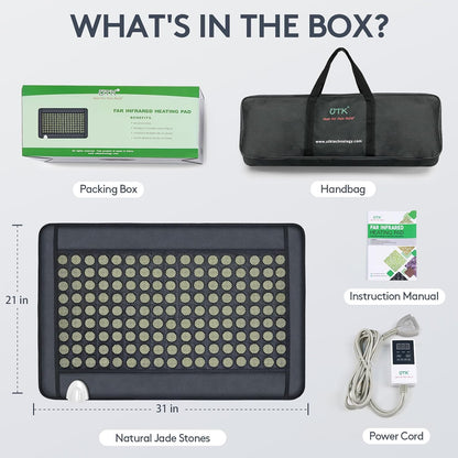 UTK Upgrade Far Infrared Heating Pad for Back, 5X Deeper Pain Relief Pure Jade Heating Pad with 153 Natural Jades, Hotter to 159℉, Weighted Electric Mat with Larger Heat Area, 4H Auto-Off, 31"x 21"