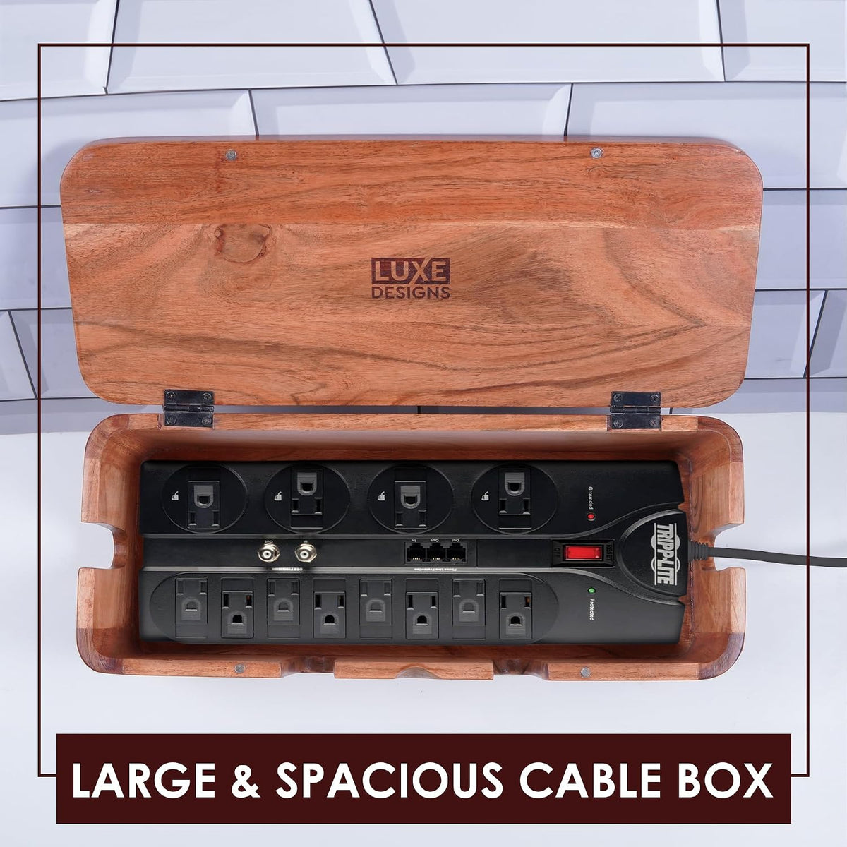 Cable Management Box, Power Strip & Extension Cord Hider, Desk Organizer