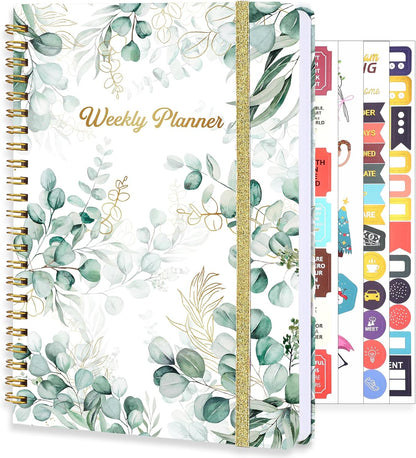 Undated Weekly Planner with Habit Tracker, 52 Weeks To Do List Notebook A5 Weekly Goal Planner with Spiral Binding & Stickers Home Work School Supplies for Women Girls 8.2" x 5.7" - Pink