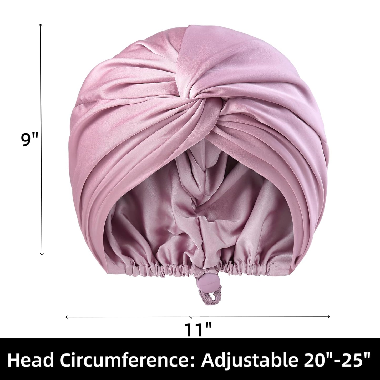 Adjustable Silk Satin Bonnet for Sleeping Hair Wrap, Double Layer Sleep Cap, Night Turban for Large Long Curly Braid Women Men Hair - Matcha Green