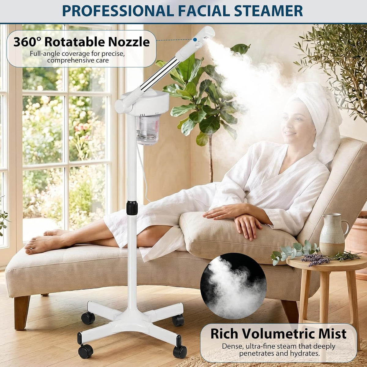 Nova Microdermabrasion Professional 2 in 1 Facial Steamer for Face Deep Cleaning Ozone Face Steamer with 5X Magnifying Lamp Hot Mist Function for Salon Spa Home Beauty Equipment