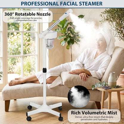 Nova Microdermabrasion Professional 2 in 1 Facial Steamer for Face Deep Cleaning Ozone Face Steamer with 5X Magnifying Lamp Hot Mist Function for Salon Spa Home Beauty Equipment