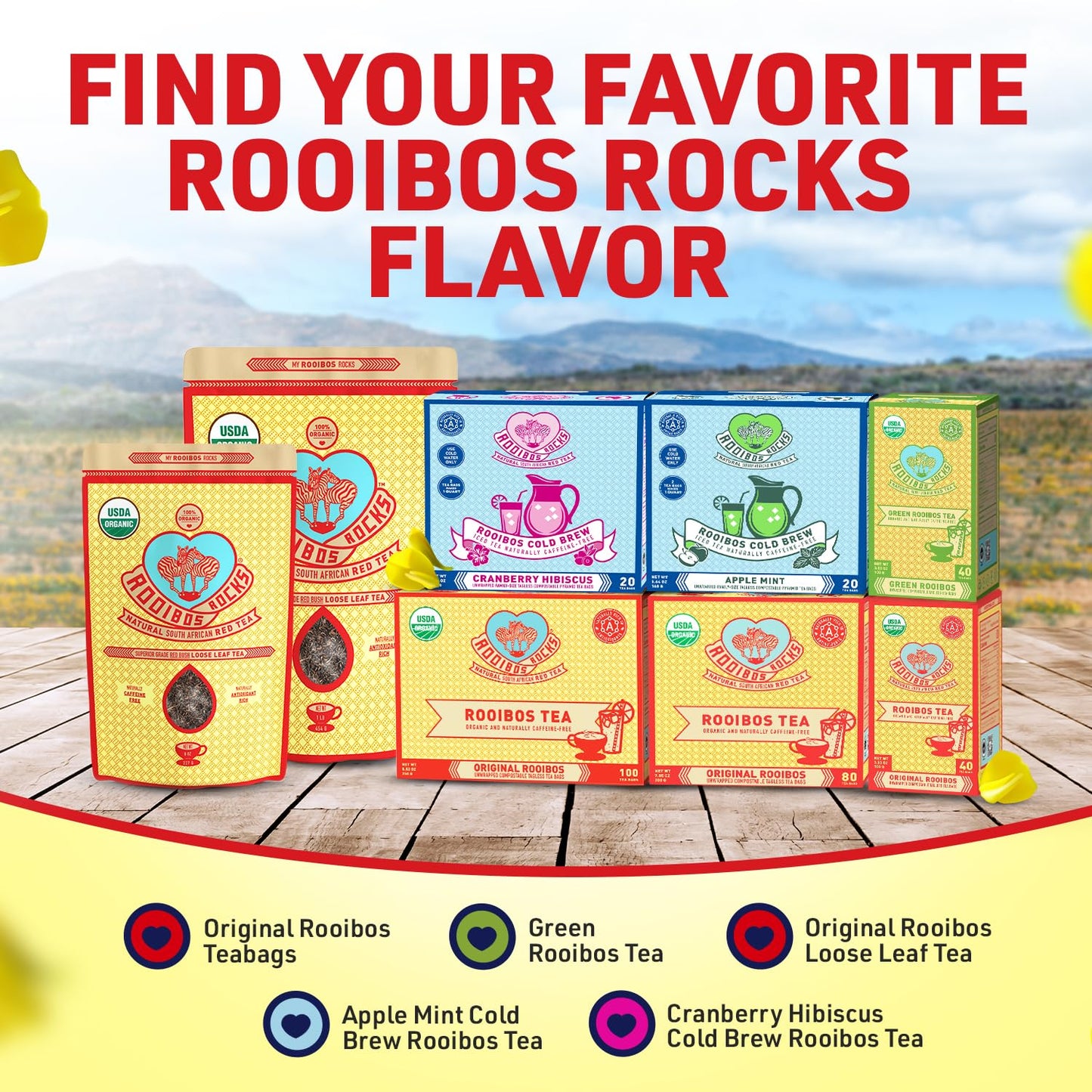 Caffeine Free Organic Rooibos Tea Bags 80 - Naturally Sweet Herbal Tea Safe for Kids & Pregnant Women – Low Tannin Premium South African Tea Red Tea - Sustainably & Ethically Farmed Red Rooibos Tea