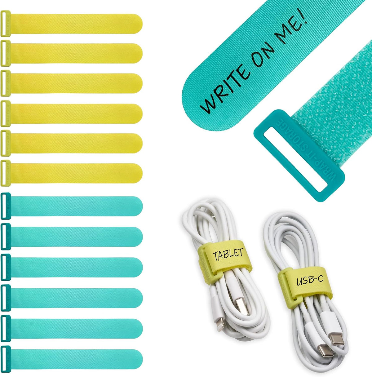 Wrap-It Storage Write On! Cinch Straps - Assorted 12-Pack