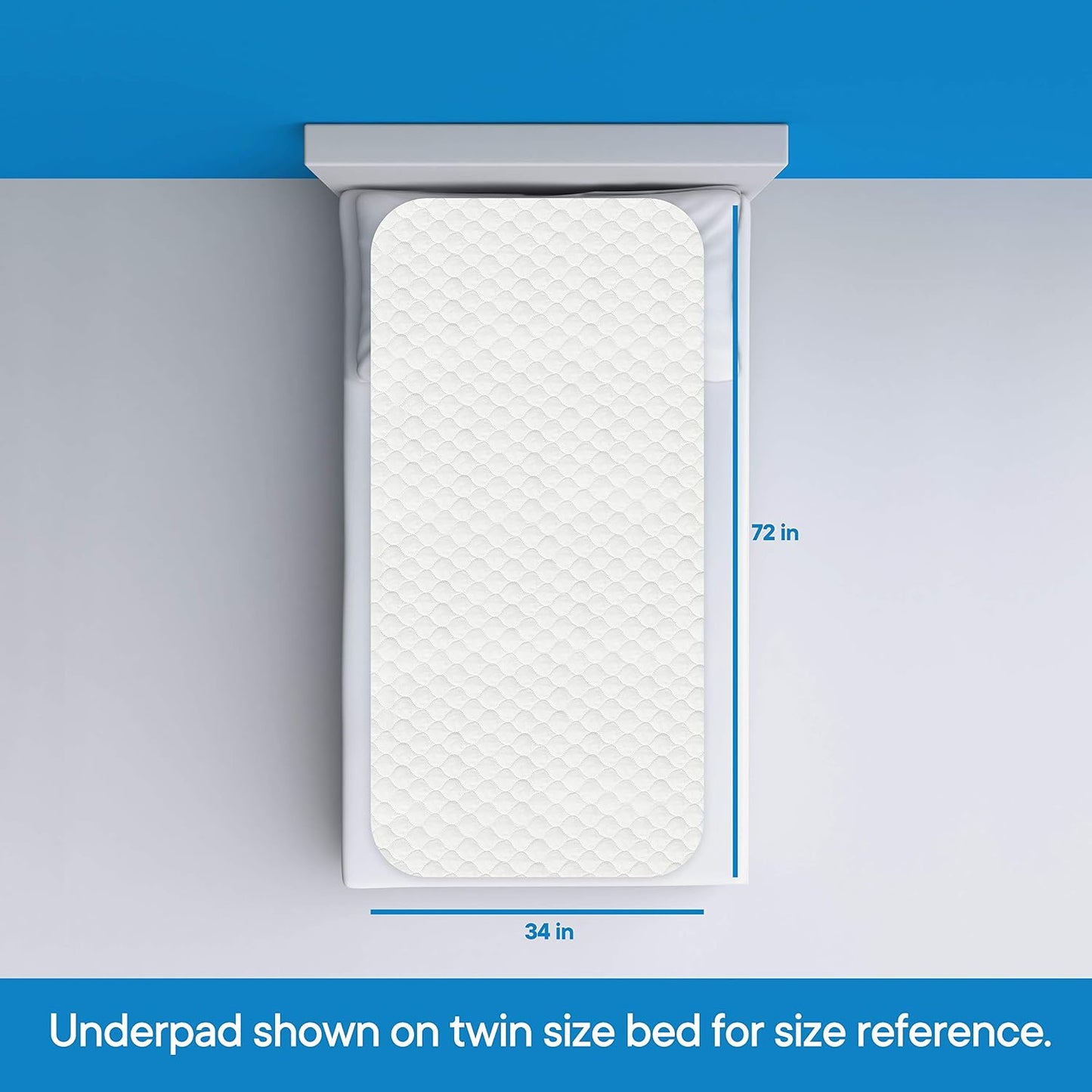 RMS Ultra Soft 4-Layer Washable and Reusable Incontinence Bed Pad - Waterproof Bed Pads, 34"X36"