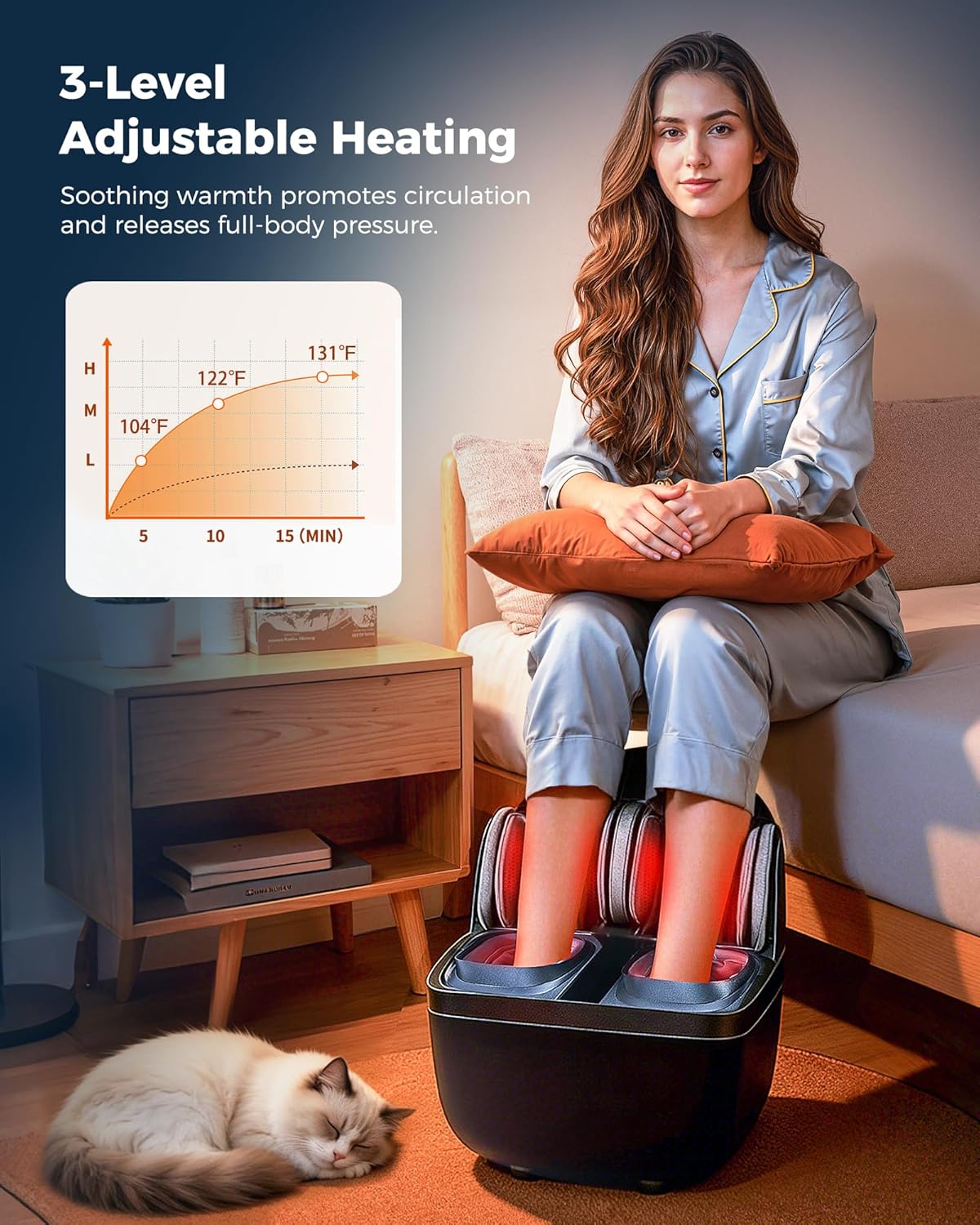 KNQZE 2 in 1 Shiatsu Foot and Calf Massager with Heat, Ottoman Foot Massager for Plantar Fasciitis, Neuropathy, Foot Pain Relief, FSA Eligible HSA Store, Father Day Gift for Men, Up to Men Size 12