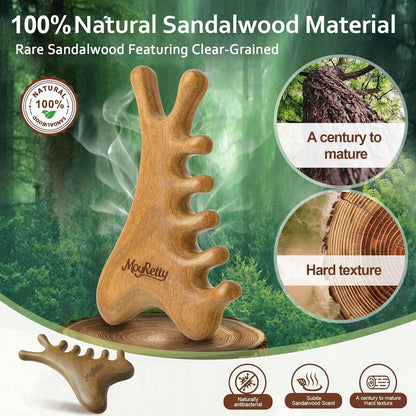 MoyRetty Wooden Gua Sha Tool, Sandalwood Face & Body Massager