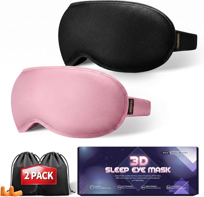 Weighted Blackout Sleep Mask for Men, 3D Contoured Zero Eye Pressure, Lash-Friendly Deep Eye Cups, Adjustable Slide Buckle Strap, Office Nap & Business Travel Essential, Relaxation Gift for Him(Black)
