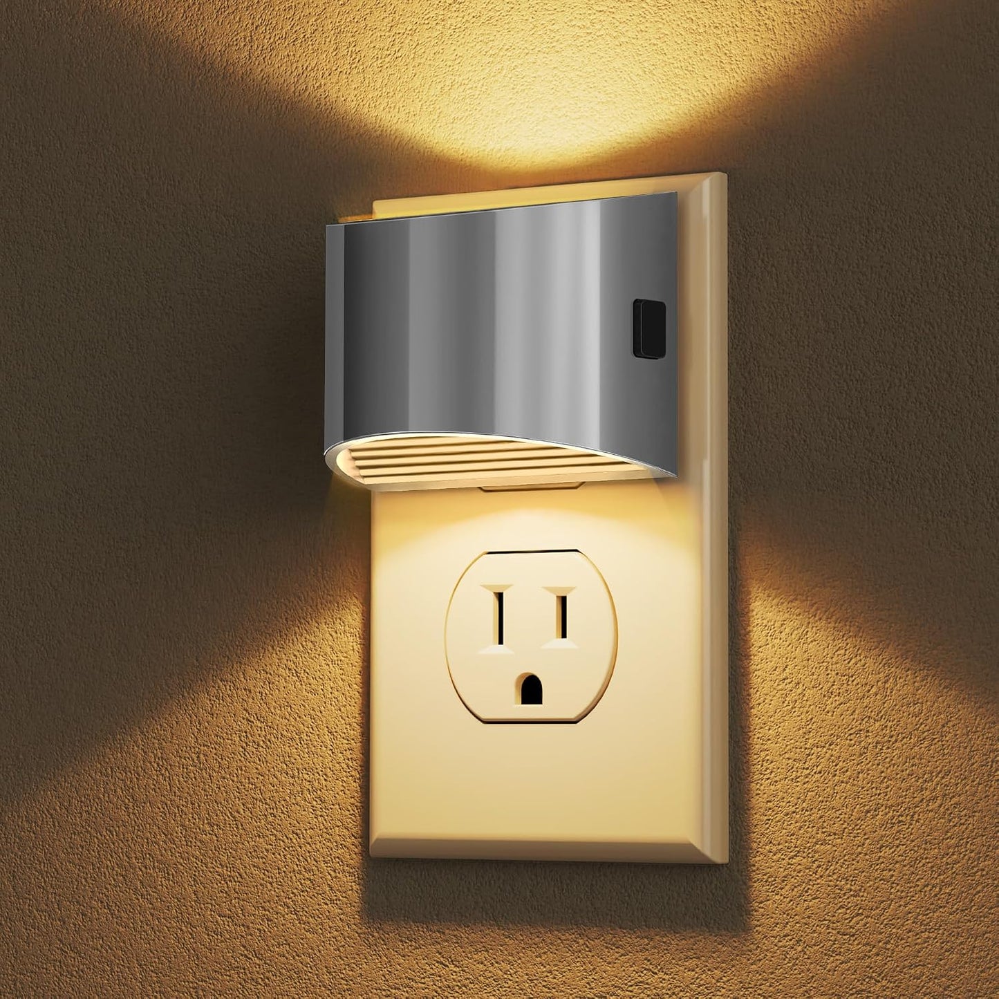DORESshop LED Night Light[2 Pack], Night Lights Plug into Wall, 3 Level Brightness Adjustable Plug in Night Light, Dusk to Dawn Sensor, Nightlights for Adults, Bedroom, Bathroom, Hallway, Amber