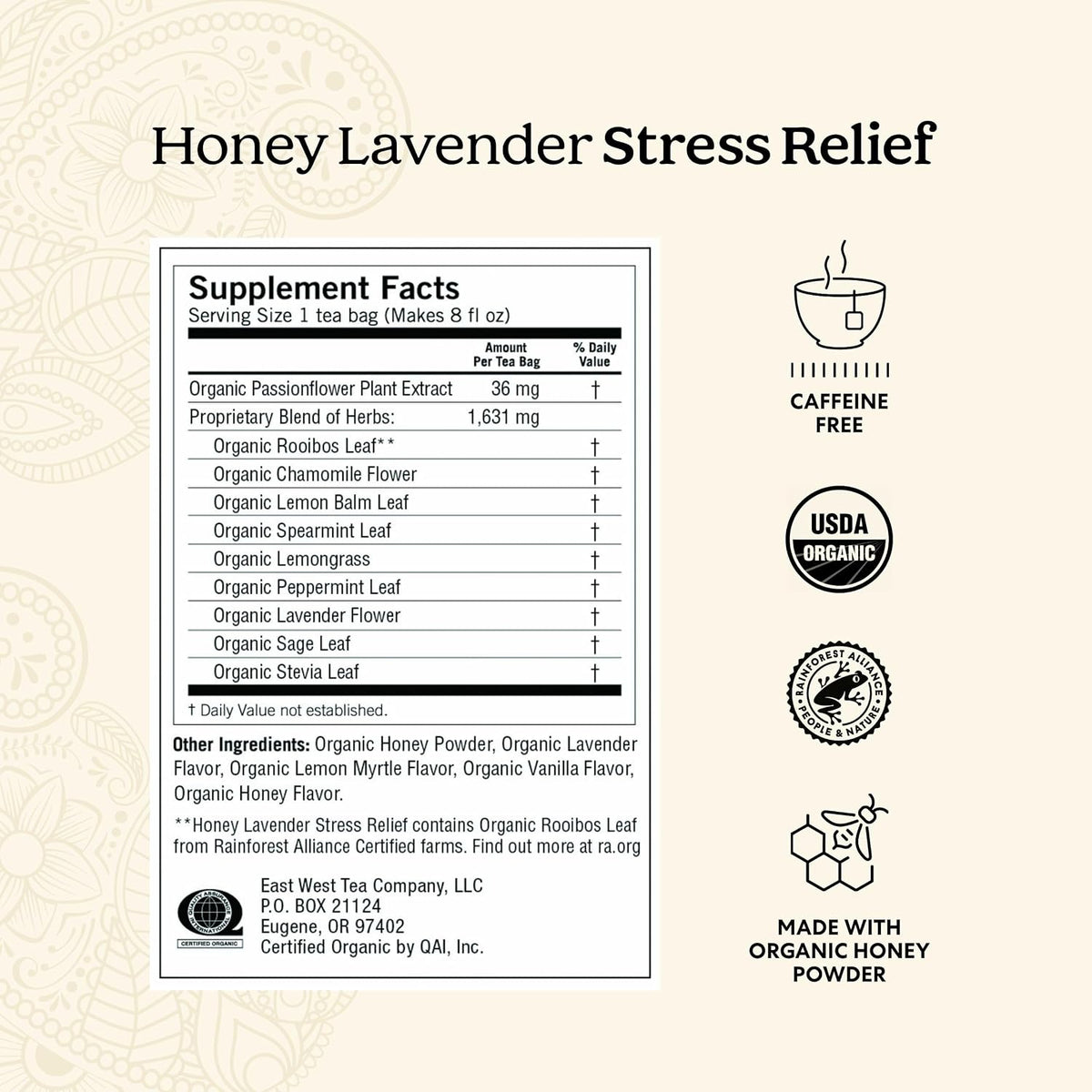 Yogi Honey Lavender Stress Relief Tea, 16 Tea Bags (6 Pack)