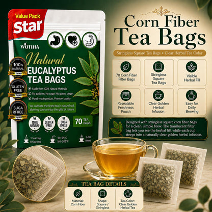 WOTIHA 60 Count Premium Lemon Balm Tea Bags - 100% Pure Natural Leaves, Lemony Citrusy Flavor, Supports Calming & Digestion, Caffeine-Free, Additive-Free, Sugar-Free, Vegan Non-GMO