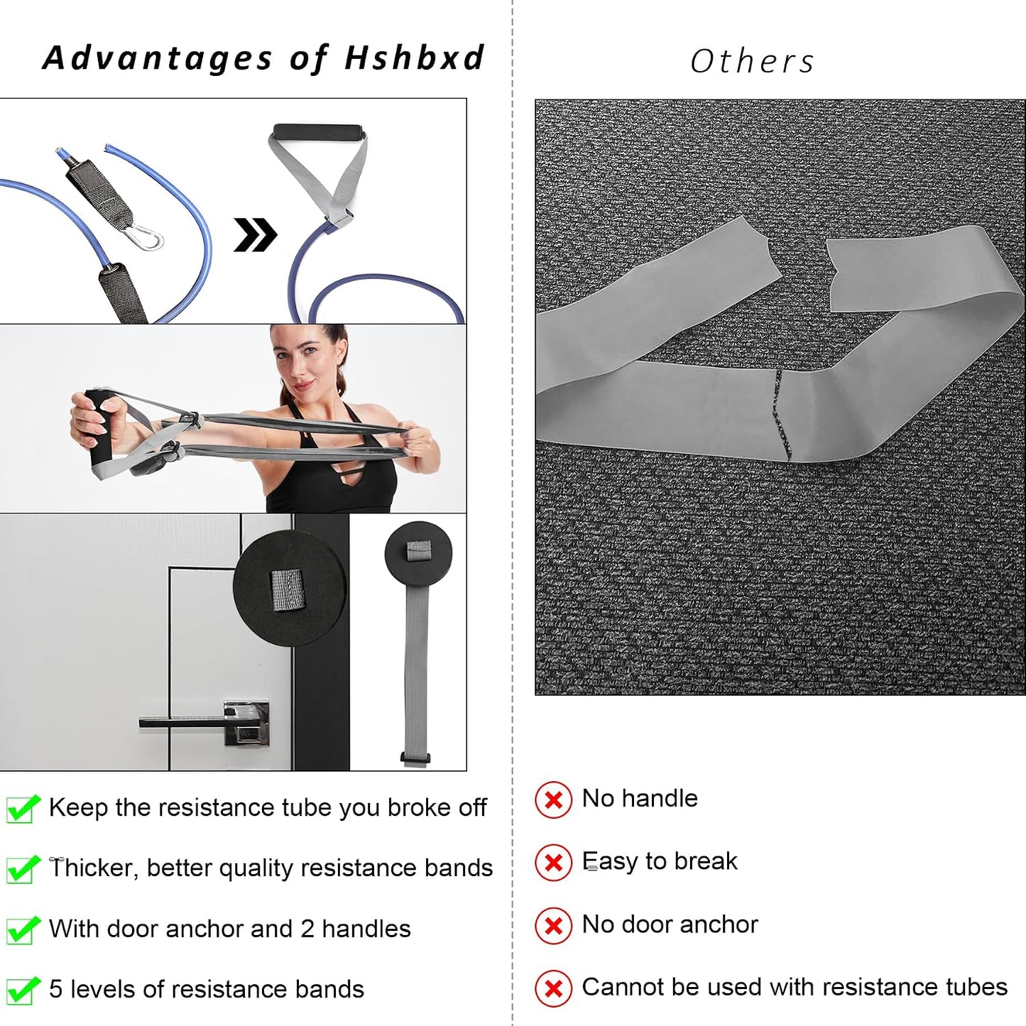 Resistance Bands for Physical Therapy, Bands for Working Out, Latex Free Elastic and Exercise Bands Set for Stretching, Suitable for Rehab, Yoga, Pilates, Gym, Home Exercise