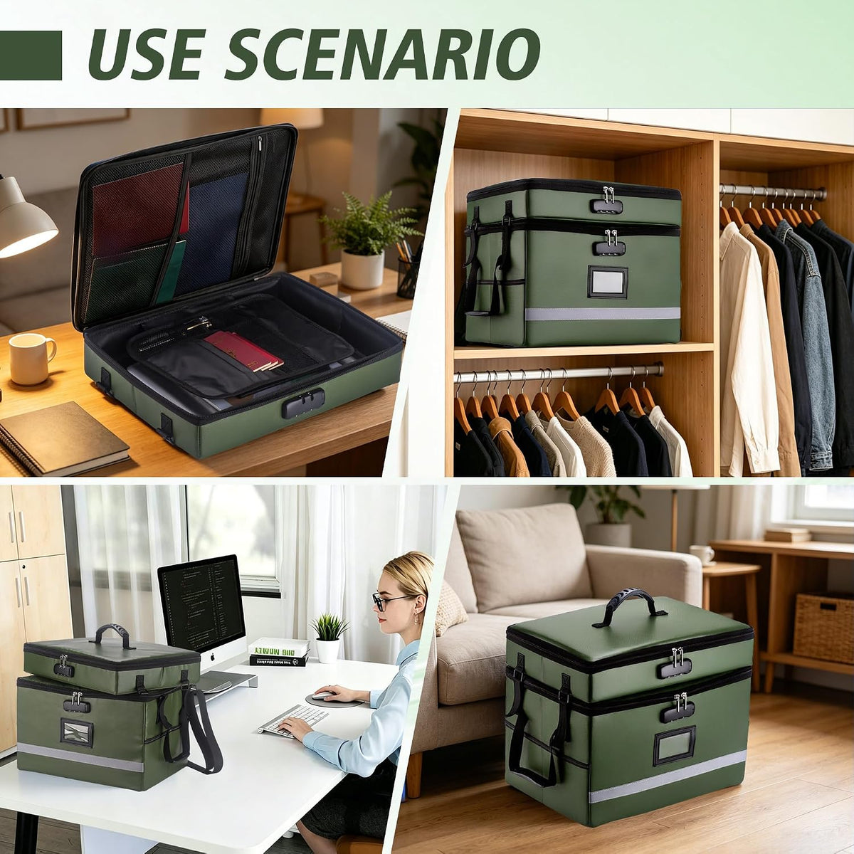 EXLIFBAG Fireproof File Organizer with Lock, 1 Layer