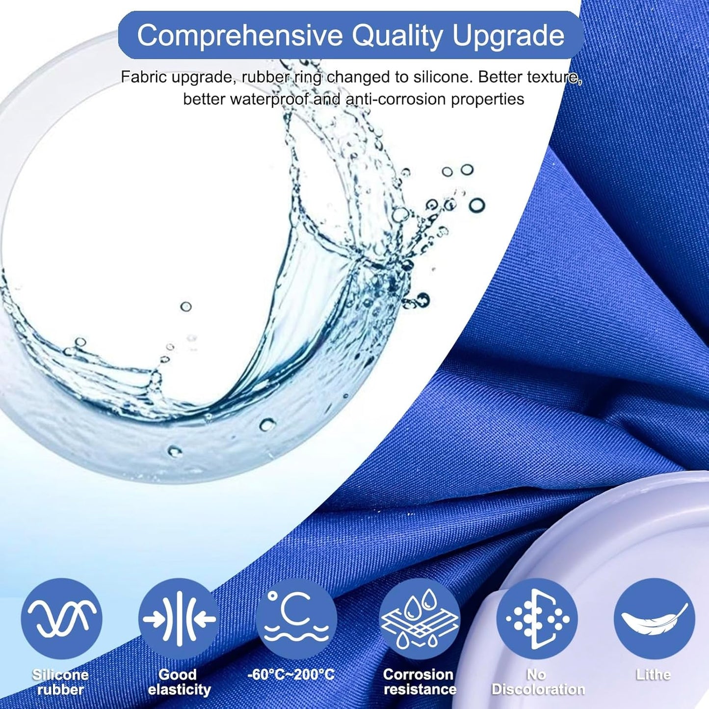 Ice Bags for Injuries, 3rd Gen Reusable Ice Packs, Hot & Cold Therapy Pain Relief, Ice Bag No-Leak & Waterproof, Traditional Ice Pack, Versatile & Durable, Blue (6 in + 11 in)