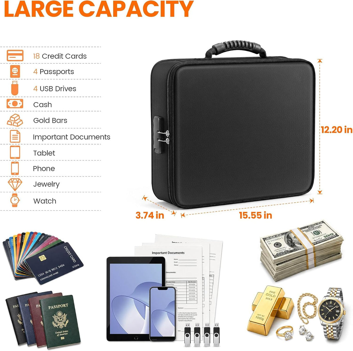 TILYMOL Fireproof Document Bag (5200℉) with Upgraded Heat Insulated Layers