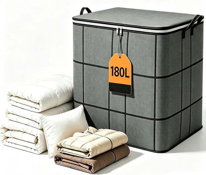 180L Spacious Moving Storage Bin, XXl Foldable Storage Bag with Reinforced Handles, Large Capacity Zippered Fabric Organizer for Bedding, Clothes, Quilts, Comforters & Moving Day