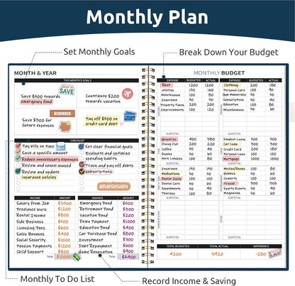 Budget Planner - Monthly Budget Book with Expense Tracker Notebook, Undated Bill Organizer & Finance Planner to Take Control of Your Money, Account Book to Manage Your Finances-Pink