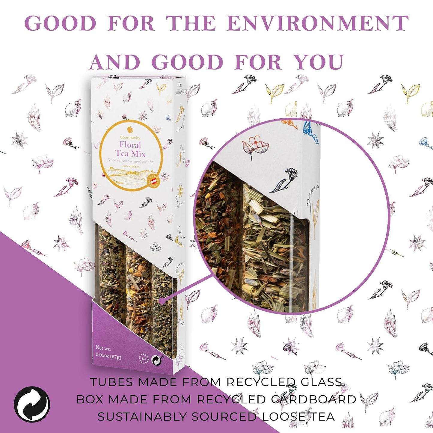 Gourmanity Bedtime Tea Sampler Gift Set, Naturally Calming Herbal Blends, Warm Up and Snuggle Down with our 3 Sleepy Tea Flavors, Product of Austria, 0.74oz