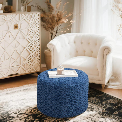 Round Pouf Ottoman 20 x 20 x 14 Inches Boho Poof Home Decor Floor Pouffe Ottoman Foot Rest for Couch Sofa Bean Bag Chairs Living Room Bedroom (Green)