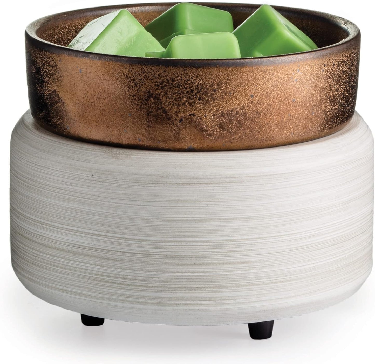 Candle Warmers ETC 2-in-1 Candle and Fragrance Warmer for Warming Scented Candles or Wax Melts and Tarts with to Freshen Room, Primitive Black and Bronze