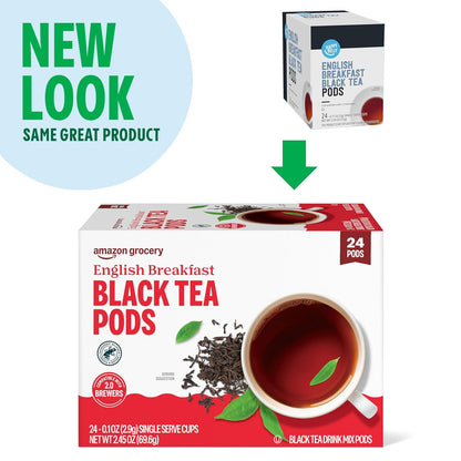 Amazon Grocery, English Breakfast Black Tea Pods, 2.45 Oz, 24 Ct (Previously Happy Belly)